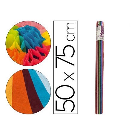 ROLO DE PAPEL SEDA LIDERPAPEL 12 CORES SORTIDOS 17G/M2 DE 24