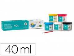 GUACHE LIDERPAPEL ESCOLAR 40 ML 5 CORES SORTIDAS + PINCEL