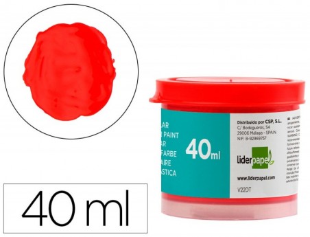 5un GUACHE LIDERPAPEL ESCOLAR 40 ML VERMELHO