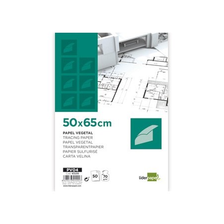 50un BLOCO DE PAPEL VEGETAL LIDERPAPEL 50X65CM 70G/M2