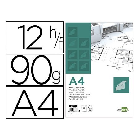BLOCO DE PAPEL VEGETAL LIDERPAPEL A4 210X297MM 90G/M2 BOLSA