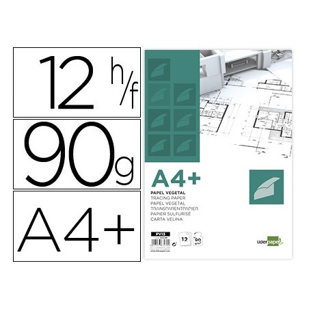 BLOCO DE PAPEL VEGETAL LIDERPAPEL A4+ 320X240MM 90G/M2 BOLSA
