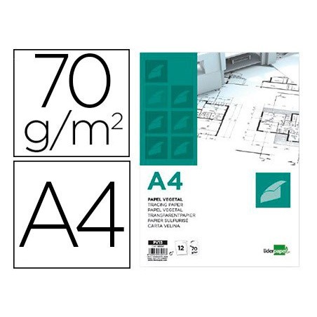 BLOCO DE PAPEL VEGETAL LIDERPAPEL A4 210X297MM 70G/M2 BOLSA