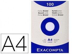 FICHAS EM CARTOLINA EXACOMPTA DIN A4 BRANCAS 205 GRS PACK DE
