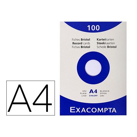 FICHAS EM CARTOLINA EXACOMPTA DIN A4 BRANCAS 205 GRS PACK DE