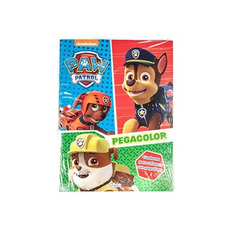 24un CUADERNO DE COLOREAR PATRULLA CANINA PEGACOLOR CON PEGA