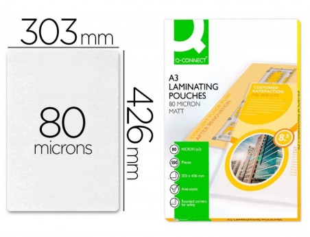 BOLSA DE PLASTIFICAR Q-CONNECT 303 X 426 MM 80 MC DIN A3 MAT