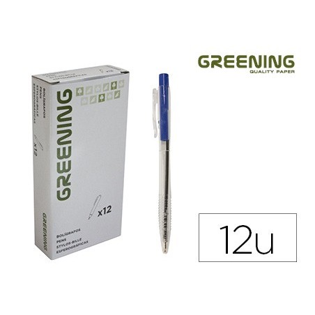 12un ESFEROGRAFICA GREENING AZUL RETRATIL