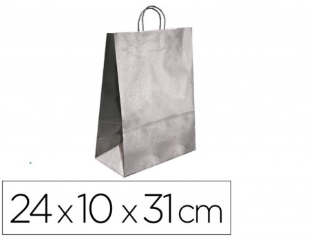 25un BOLSA KRAFT Q-CONNECT PRATA ASA RETORCIDA 240X100X310 M