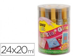 24un PURPURINA COLA UHU GLITTER GLUE MIX OURO / PRATA 20 ML