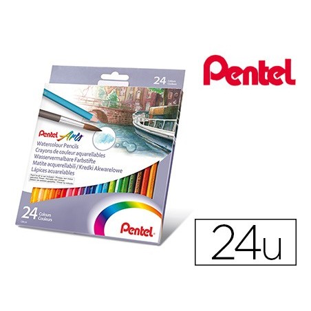 LAPIS DE CORES PENTEL AGUARELAVEIS CAIXA COM 24 UNIDADES