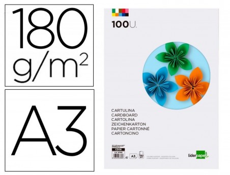 CARTOLINA LIDERPAPEL A3 180G/M2 10 CORES SORTIDAS EMBALAGEM