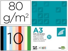 CARTOLINA LIDERPAPEL A3 80GR/M2 10 CORES SORTIDAS EMBALAGEM