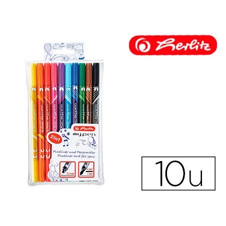 MARCADOR HERLITZ MY-PEN DUPLA PONTA 0,5/4 MM BLISTER DE 10 C