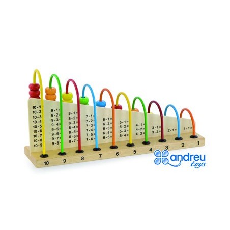 JOGO ANDREUTOYS ABACO MADEIRA PARA SUMAR E SUBTRAIR 29X14,5X