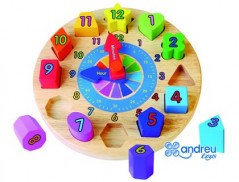 PUZZLE ANDREUTOYS RELOGIO MADEIRA FIGURAS GEOMETRICAS 22X4 C