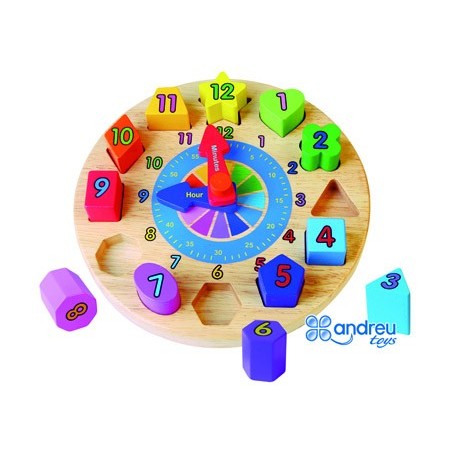PUZZLE ANDREUTOYS RELOGIO MADEIRA FIGURAS GEOMETRICAS 22X4 C
