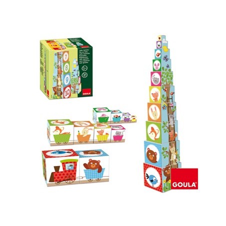 JOGO DISET DIDATICOS CUBOS EMPILHAVEIS FIGURAS DEL BOSQUE