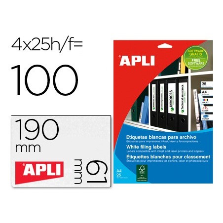 ETIQUETAS ADESIVAS APLI 1233 FORMATO 190X61 MM PARA FOTOCOPI