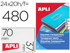 ETIQUETAS ADESIVAS APLI 1224 TRANSPARENTES FORMATO 70X37 MM