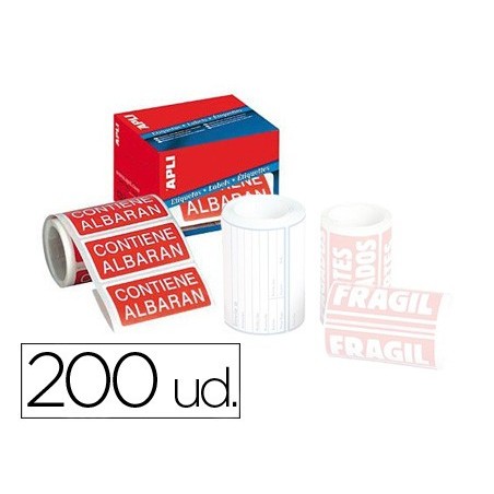 ETIQUETAS APLI CONTIENE ALBARAN 50X100 MM ROLLO CON 200 UNID