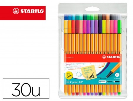 MARCADOR STABILO PONTA DE FIBRA POINT 88 ESTOJO DE 30 UNIDAD