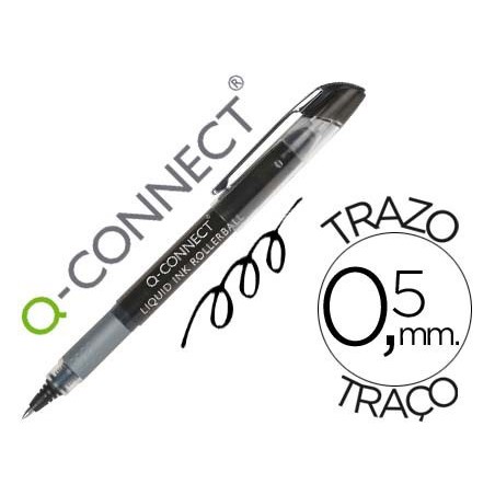 10un MARCADOR Q-CONNECT ROLLER BALL PRETO 0,7 MM