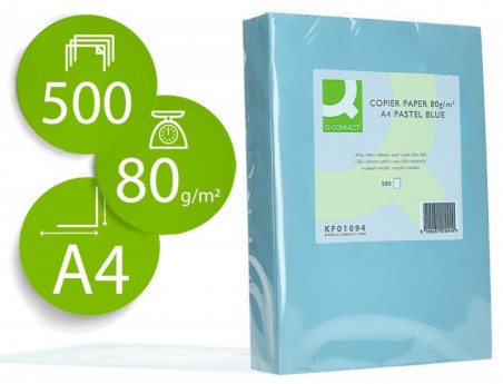 PAPEL DE COR Q-CONNECT DIN A4 80GR AZUL EMBALAGEM DE 500 FOL