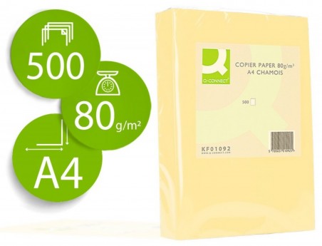 PAPEL DE COR Q-CONNECT DIN A4 80GR CHAMPANHE EMBALAGEM DE 50