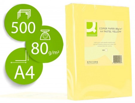 PAPEL DE COR Q-CONNECT DIN A4 80GR AMARELO EMBALAGEM DE 500