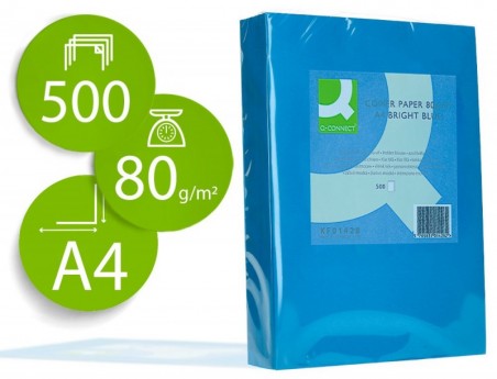 PAPEL DE COR Q-CONNECT DIN A4 80GR AZUL INTENSO EMBALAGEM DE