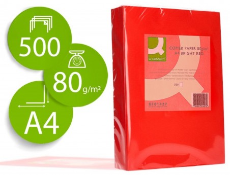 PAPEL DE COR Q-CONNECT DIN A4 80GR VERMELHO INTENSO EMBALAGE