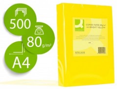 PAPEL DE COR Q-CONNECT DIN A4 80GR AMARELO INTENSO EMBALAGEM