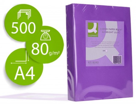 PAPEL DE COR Q-CONNECT DIN A4 80GR LILASSS EMBALAGEM DE 500
