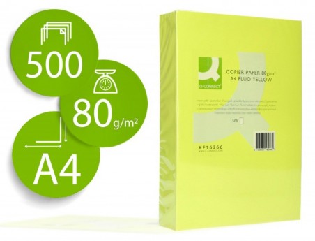 PAPEL DE COR Q-CONNECT DIN A4 80GR AMARELO NEON EMBALAGEM DE