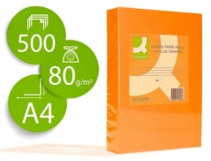 PAPEL DE COR Q-CONNECT DIN A4 80GR LARANJA NEON EMBALAGEM DE
