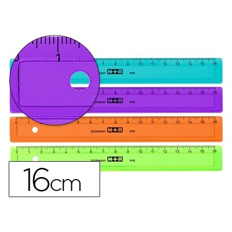 20un REGUA MOR 16 CM PLASTICO DE CORES SORTIDAS GRADUADA E B