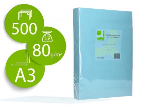 PAPEL DE COR Q-CONNECT DIN A3 80GR AZUL EMBALAGEM DE 500 FOL
