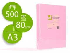 PAPEL DE COR Q-CONNECT DIN A3 80 GR ROSA EMBALAGEM DE 500 FO