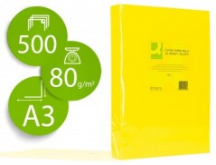 PAPEL DE COR Q-CONNECT DIN A3 80GR AMARELO INTENSO EMBALAGEM