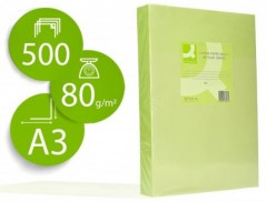 PAPEL DE COR Q-CONNECT DIN A3 80GR VERDE NEON EMBALAGEM DE 5