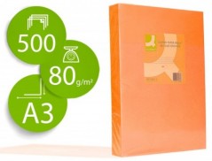PAPEL DE COR Q-CONNECT DIN A3 80GR LARANJA NEON EMBALAGEM DE