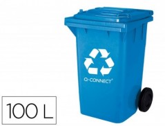 CESTO Q-CONNECT PLASTICA 100L COM CAPA AZUL 115X50X56 CMS