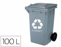 CESTO Q-CONNECT PLASTICA 100L COM CAPA CINZA 115X50X56 CMS