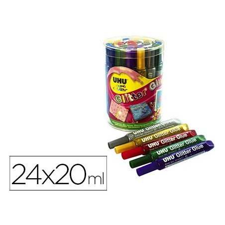 COLA GLITTER UHU 24 X 20 ML CORES SORTIDAS