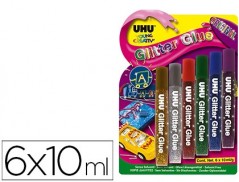 COLA GLITTER UHU CORES ORIGINAIS 6 X 10 ML BLISTER