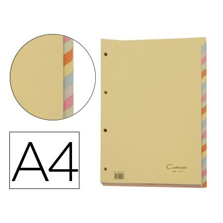 SEPARADORES DE CARTOLINA CARTONEX A4 24 SEPARADORES