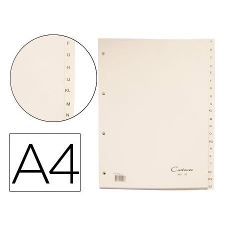 SEPARADORES DE CARTOLINA ALFABETICO CARTONEX A-Z