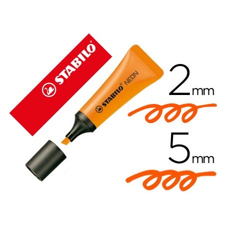 10un MARCADOR STABILO FLUORESCENTE 72 LARANJA NEON