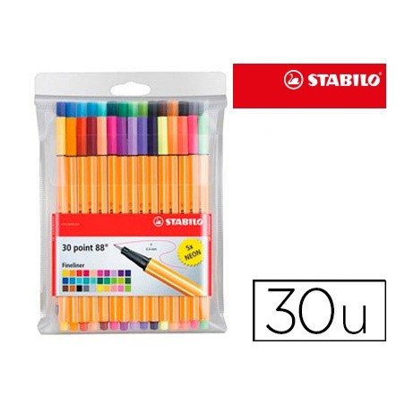 MARCADOR STABILO PONTA DE FIBRA POINT 88 CORES NEON ESTOJO 2